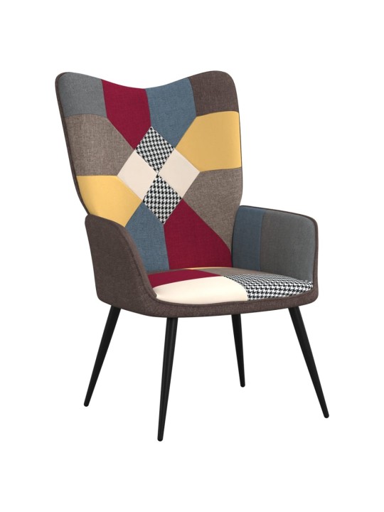 Relaxační křeslo se stoličkou patchwork textil