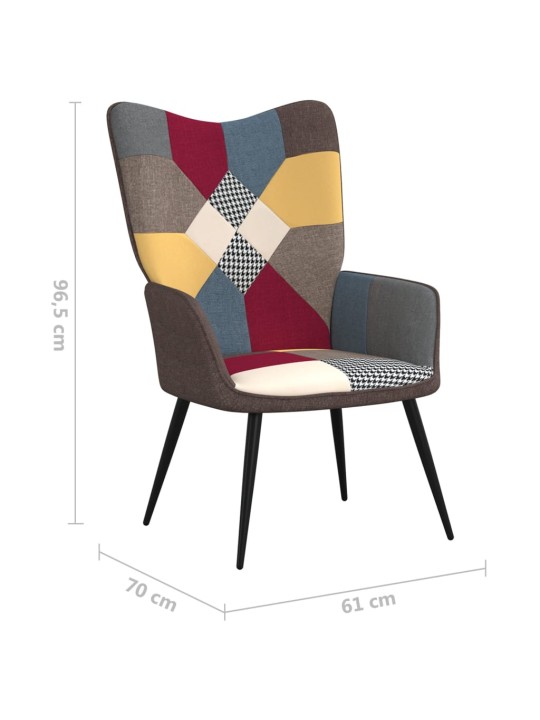 Relaxační křeslo se stoličkou patchwork textil
