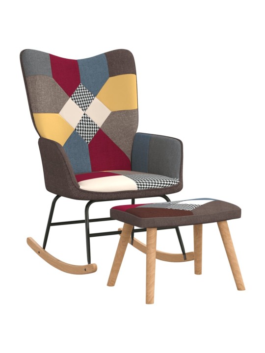 Houpací křeslo se stoličkou patchwork textil