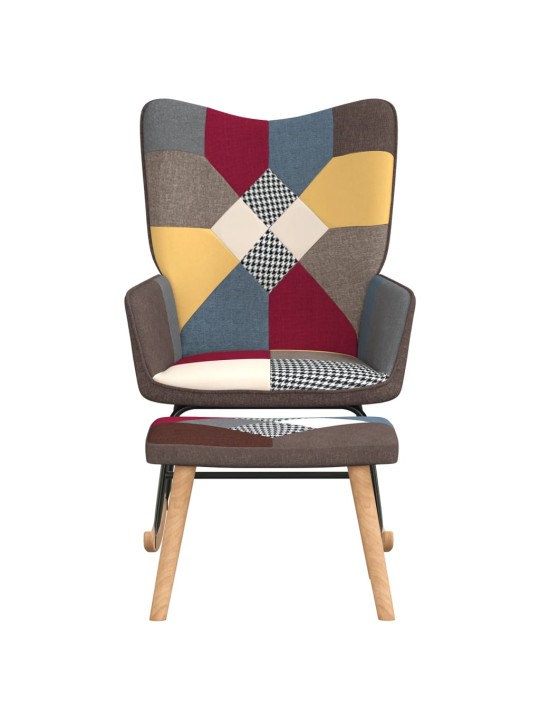 Houpací křeslo se stoličkou patchwork textil