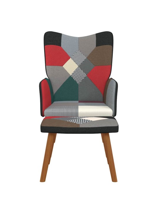 Relaxační křeslo se stoličkou patchwork textil