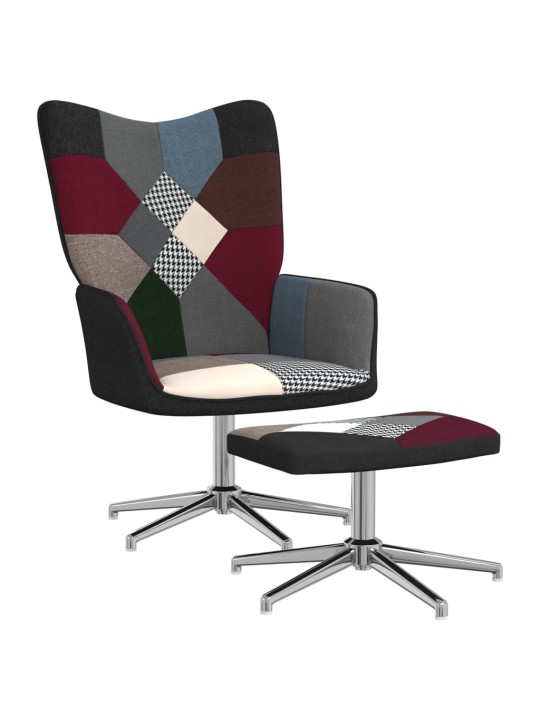 Relaxační křeslo se stoličkou patchwork textil