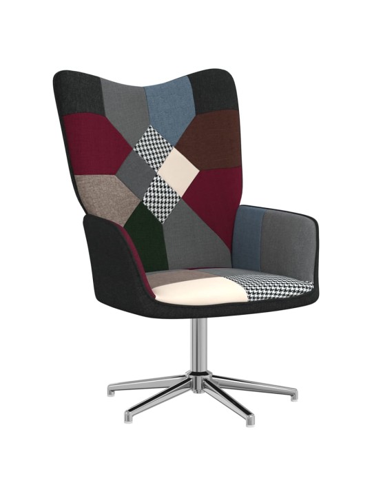 Relaxační křeslo se stoličkou patchwork textil