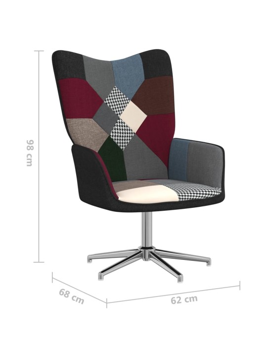 Relaxační křeslo se stoličkou patchwork textil