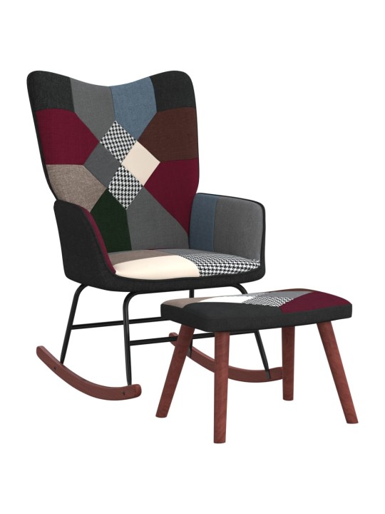 Houpací křeslo se stoličkou patchwork textil