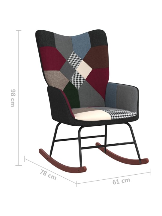 Houpací křeslo se stoličkou patchwork textil