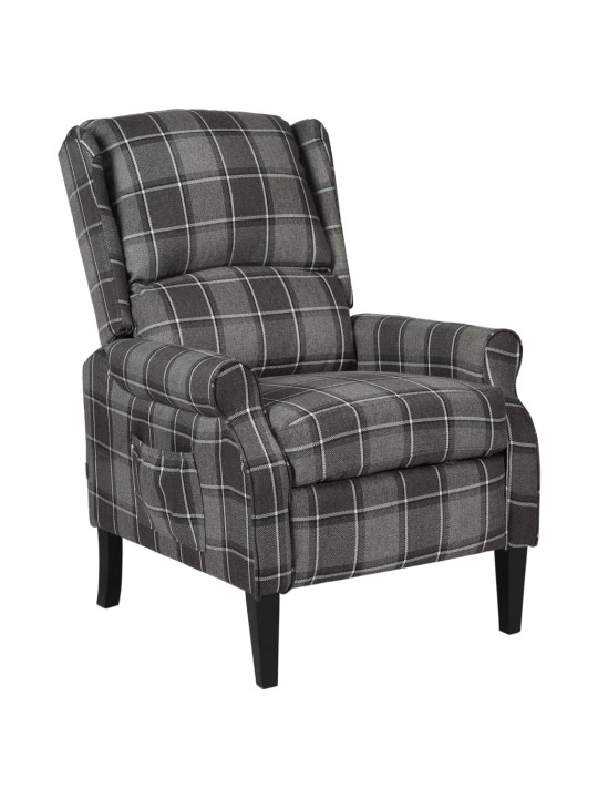 Polohovací křeslo šedé textil