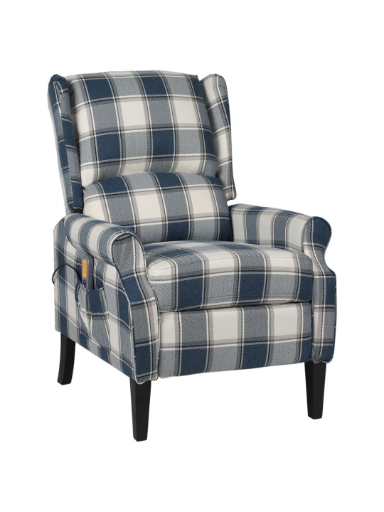 Masážní polohovací křeslo modré textil
