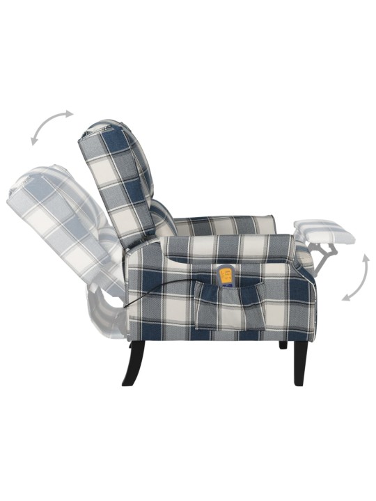 Masážní polohovací křeslo modré textil