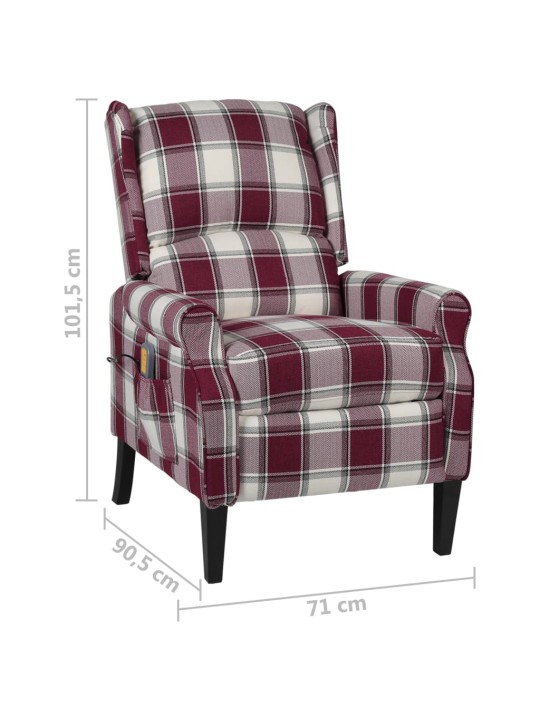 Masážní polohovací křeslo červené textil