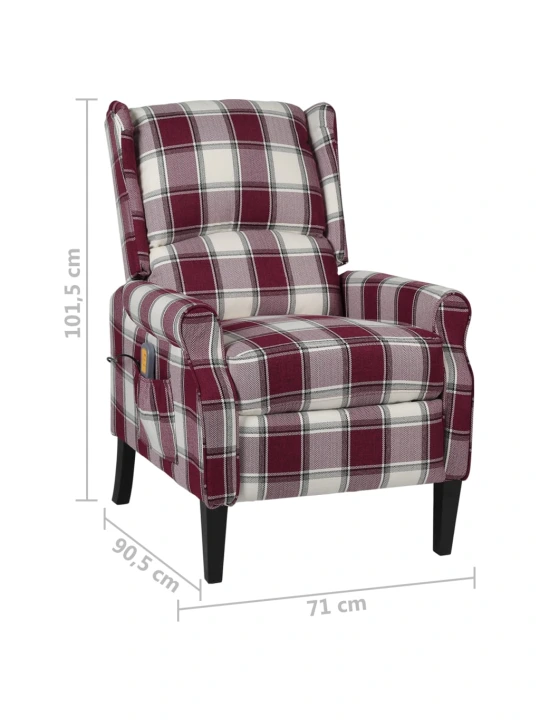 Masážní polohovací křeslo červené textil