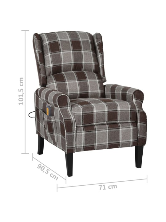 Masážní polohovací křeslo hnědé textil