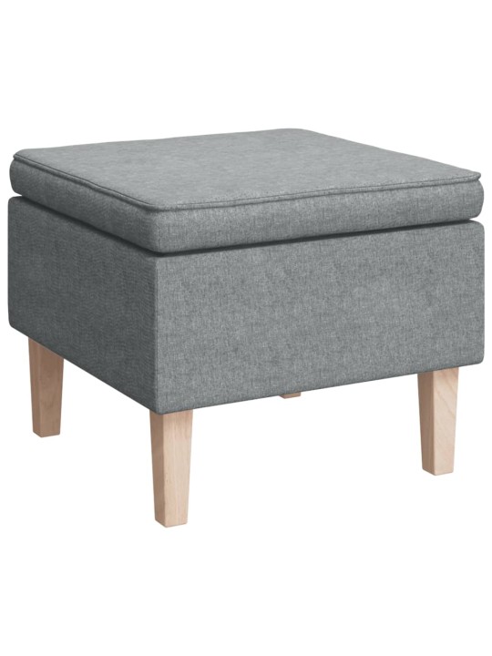 Stolička s dřevěnými nohami světle šedá textil