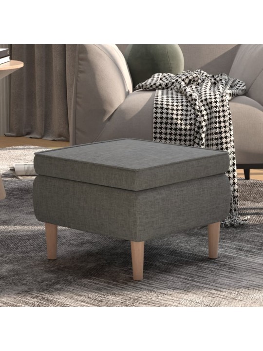 Stolička s dřevěnými nohami světle šedá textil