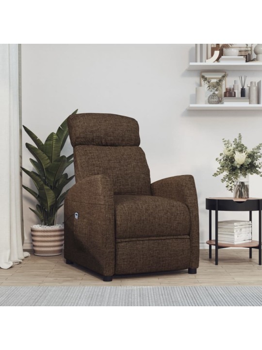 Zvedací křeslo hnědé textil