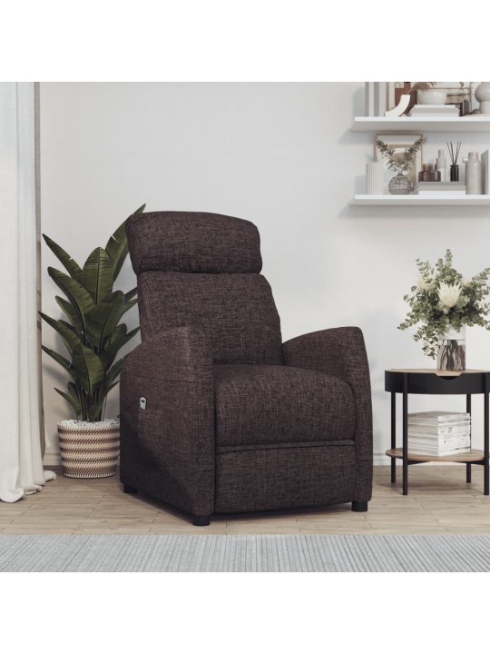 Zvedací křeslo tmavě hnědé textil