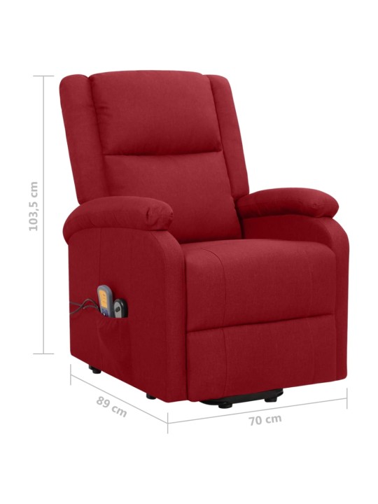 Zvedací masážní křeslo vínové textil