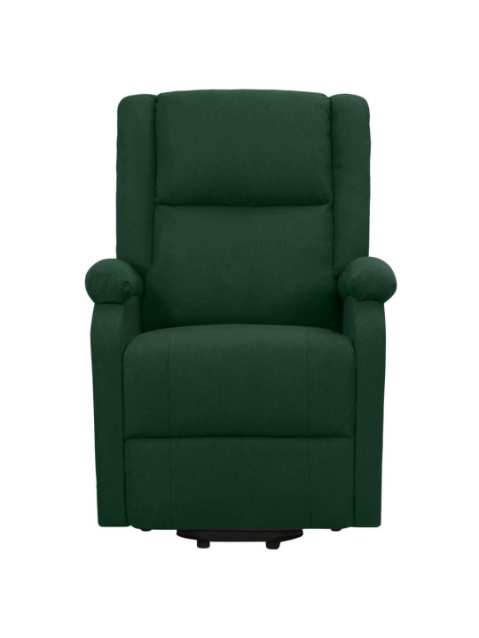 Zvedací masážní křeslo tmavě zelené textil