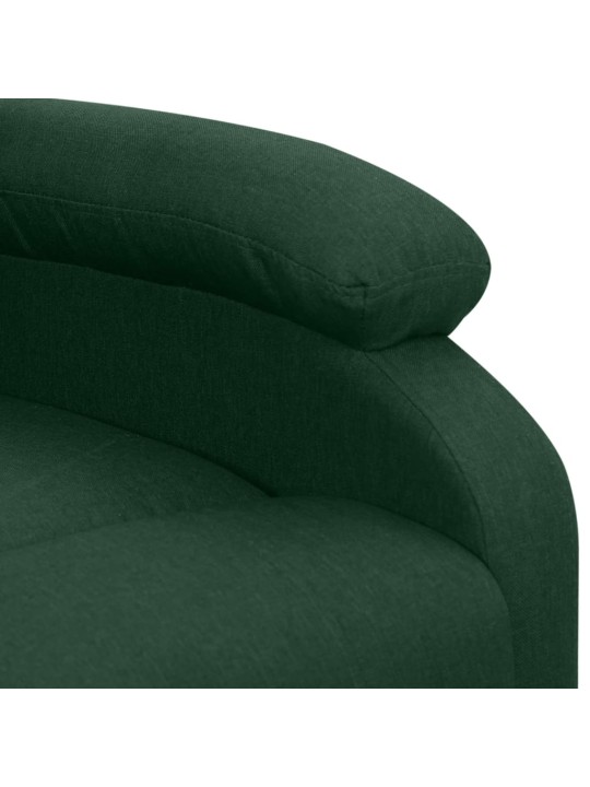 Zvedací masážní křeslo tmavě zelené textil
