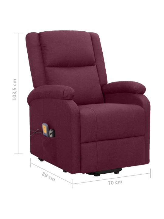 Zvedací masážní křeslo fialové textil