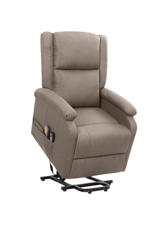 Zvedací masážní křeslo taupe textil