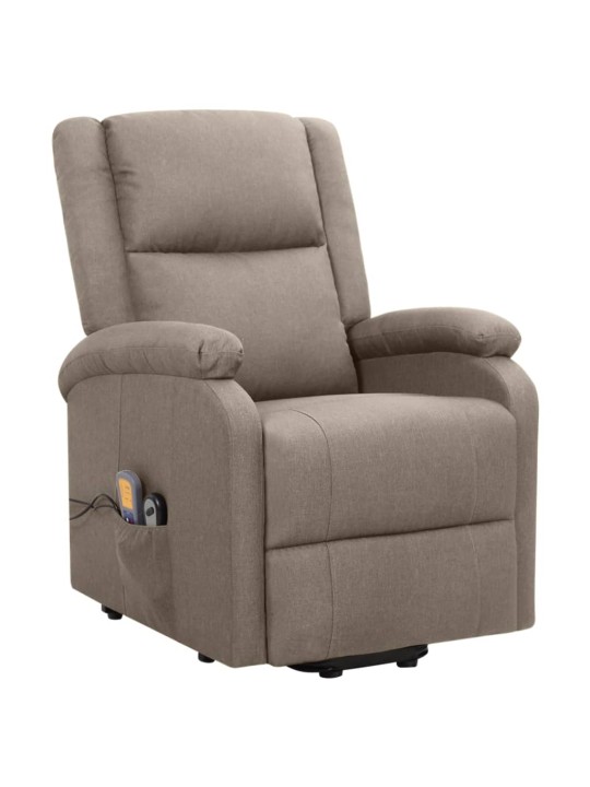 Zvedací masážní křeslo taupe textil