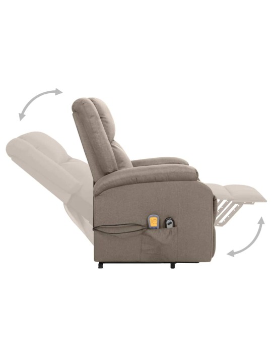 Zvedací masážní křeslo taupe textil