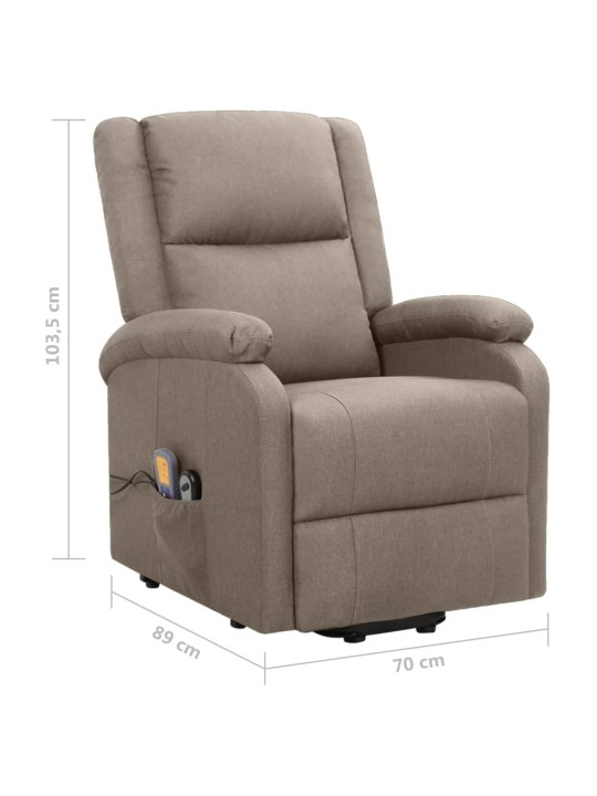 Zvedací masážní křeslo taupe textil