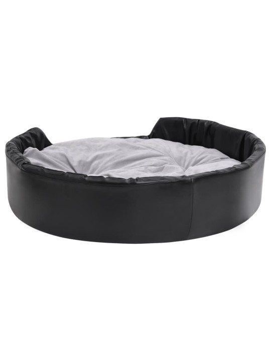 Pelíšek pro psy černý a šedý 99 x 89 x 21 cm plyš a umělá kůže