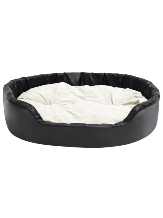 Pelíšek pro psy černý a béžový 99x89x21 cm plyš a umělá kůže