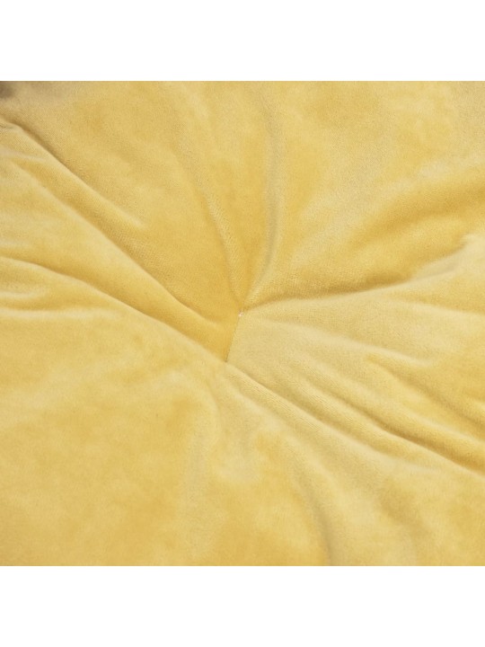 Pelíšek pro psy černý a žlutý 99 x 89 x 21 cm plyš a umělá kůže