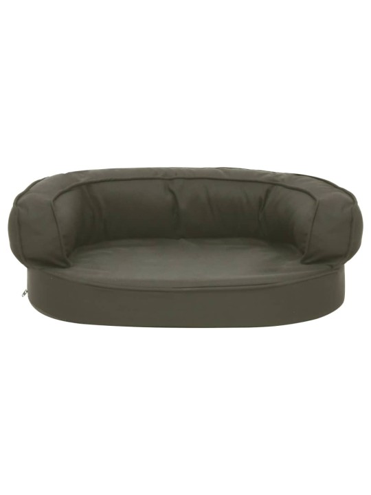 Ergonomický pelíšek pro psy 60 x 42 cm lněný vzhled tmavě šedý