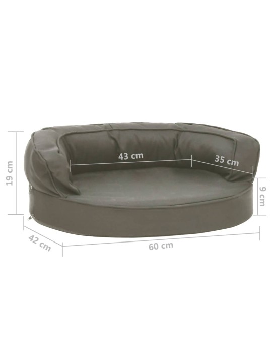 Ergonomický pelíšek pro psy 60 x 42 cm lněný vzhled tmavě šedý