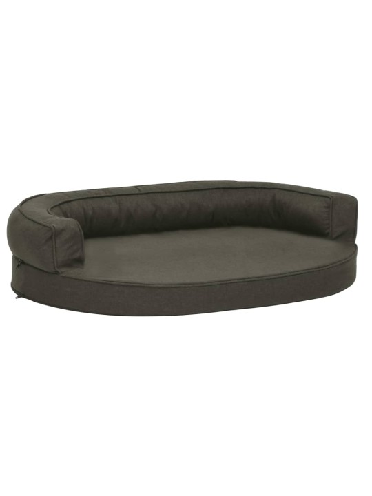 Ergonomický pelíšek pro psy 75 x 53 cm lněný vzhled tmavě šedý