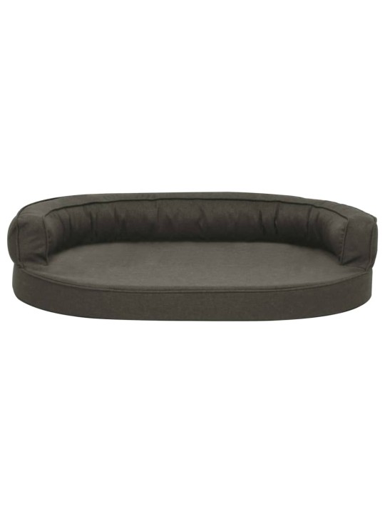 Ergonomický pelíšek pro psy 75 x 53 cm lněný vzhled tmavě šedý