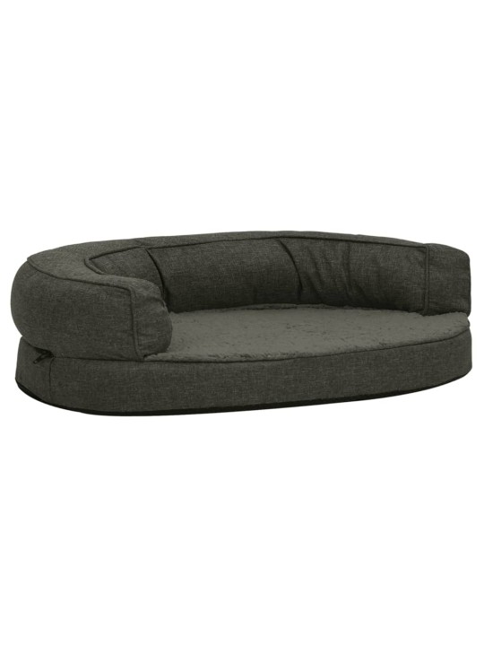 Ergonomický pelíšek pro psy 75 x 53 cm lněný vzhled tmavě šedý