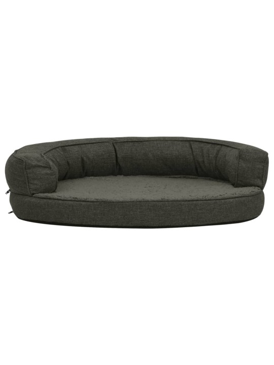 Ergonomický pelíšek pro psy 75 x 53 cm lněný vzhled tmavě šedý