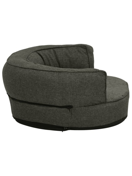 Ergonomický pelíšek pro psy 75 x 53 cm lněný vzhled tmavě šedý