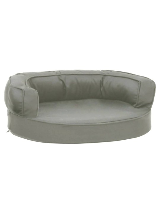 Ergonomický pelíšek pro psy 60 x 42 cm lněný vzhled šedý