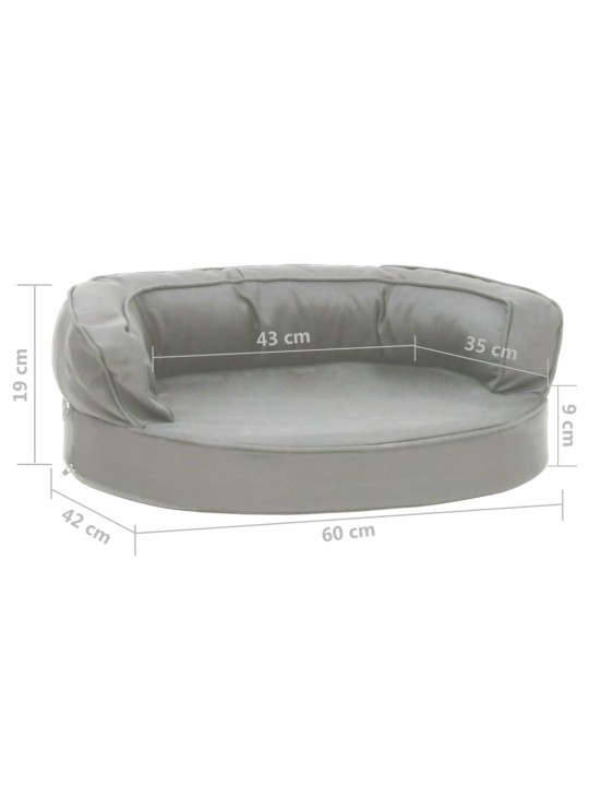 Ergonomický pelíšek pro psy 60 x 42 cm lněný vzhled šedý