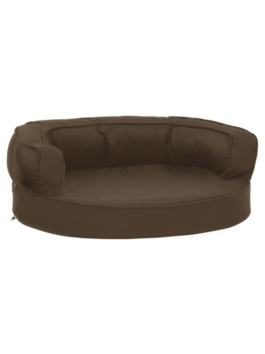Ergonomický pelíšek pro psy 60 x 42 cm lněný vzhled hnědý