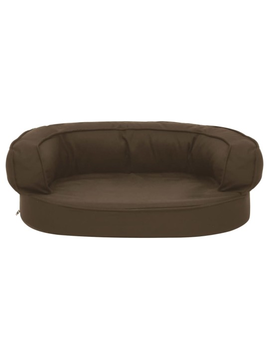 Ergonomický pelíšek pro psy 60 x 42 cm lněný vzhled hnědý