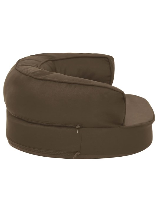 Ergonomický pelíšek pro psy 60 x 42 cm lněný vzhled hnědý