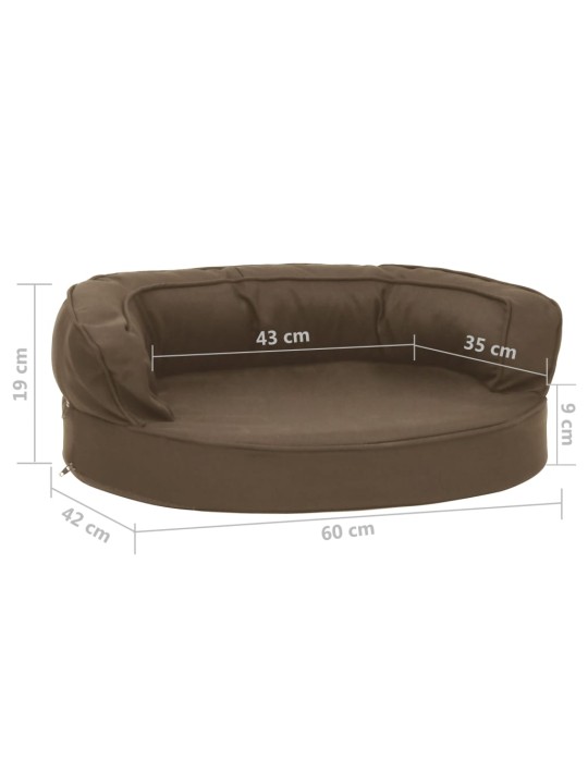Ergonomický pelíšek pro psy 60 x 42 cm lněný vzhled hnědý