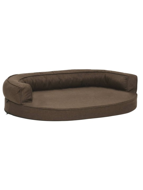 Ergonomický pelíšek pro psy 75 x 53 cm lněný vzhled hnědý
