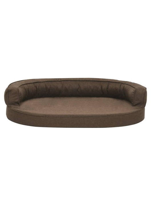 Ergonomický pelíšek pro psy 75 x 53 cm lněný vzhled hnědý