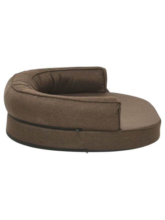 Ergonomický pelíšek pro psy 75 x 53 cm lněný vzhled hnědý