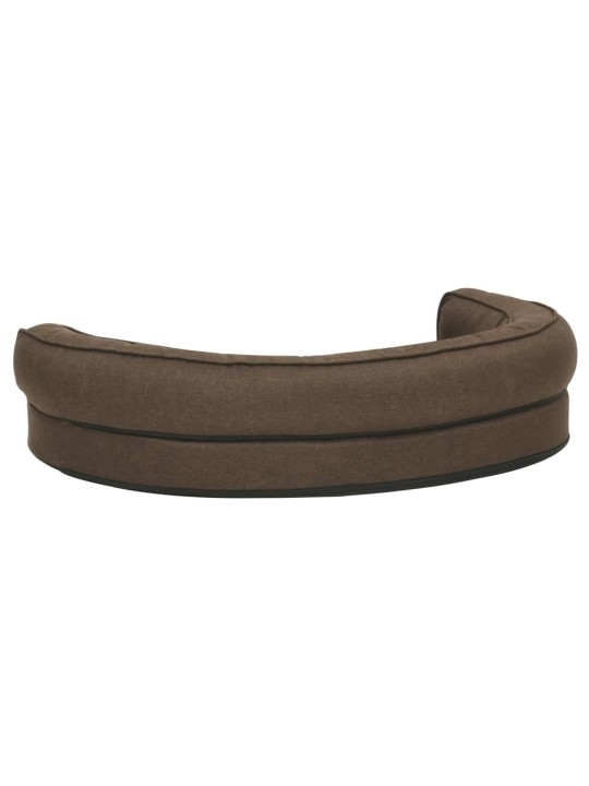Ergonomický pelíšek pro psy 75 x 53 cm lněný vzhled hnědý