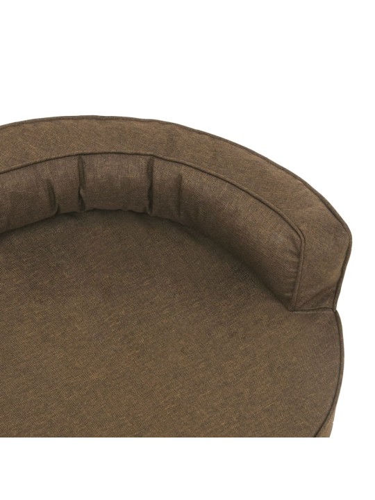 Ergonomický pelíšek pro psy 75 x 53 cm lněný vzhled hnědý