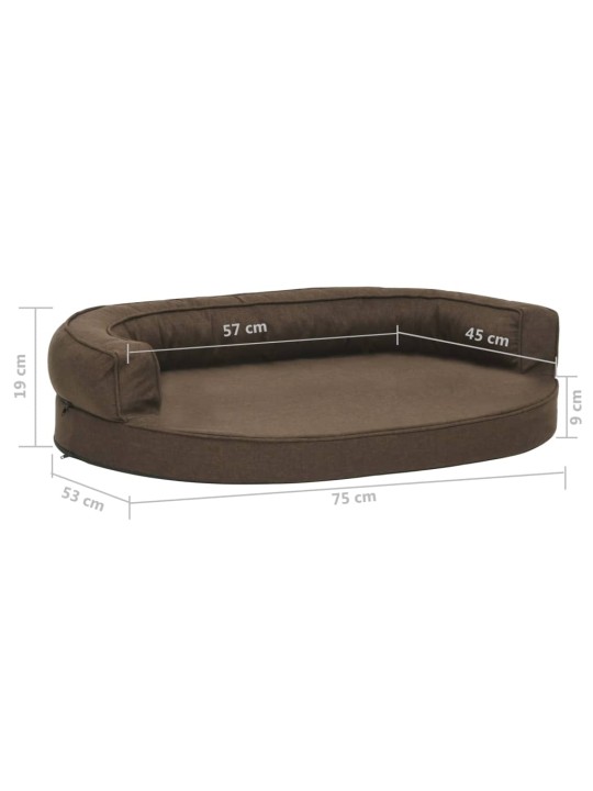 Ergonomický pelíšek pro psy 75 x 53 cm lněný vzhled hnědý